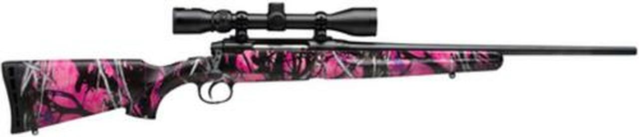 Savage Arms Axis XP Youth Package .243 Winchester 20" Barrel Matte Black Synthetic Stock Muddy Girl Camouflage Finish 4rds Includes 3-9x40mm Riflescope Mounted