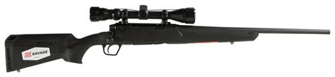 Savage Axis XP Compact, 7MM-08, 20" Barrel, Black Color, Black Polymer Stock, Weaver 3-9x40 Scope, 4Rd, Detachable Box Magazine