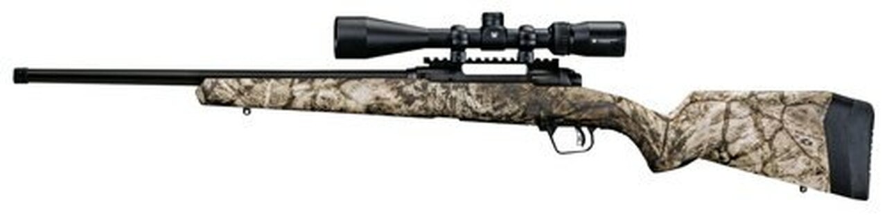 Savage 110 Apex Predator XP, 243 Win, 24" Barrel, Mossy Oak Terra Camo Pattern, Polymer Stock, 4Rd, Vortex Crossfire II 4-12x40 Scope,