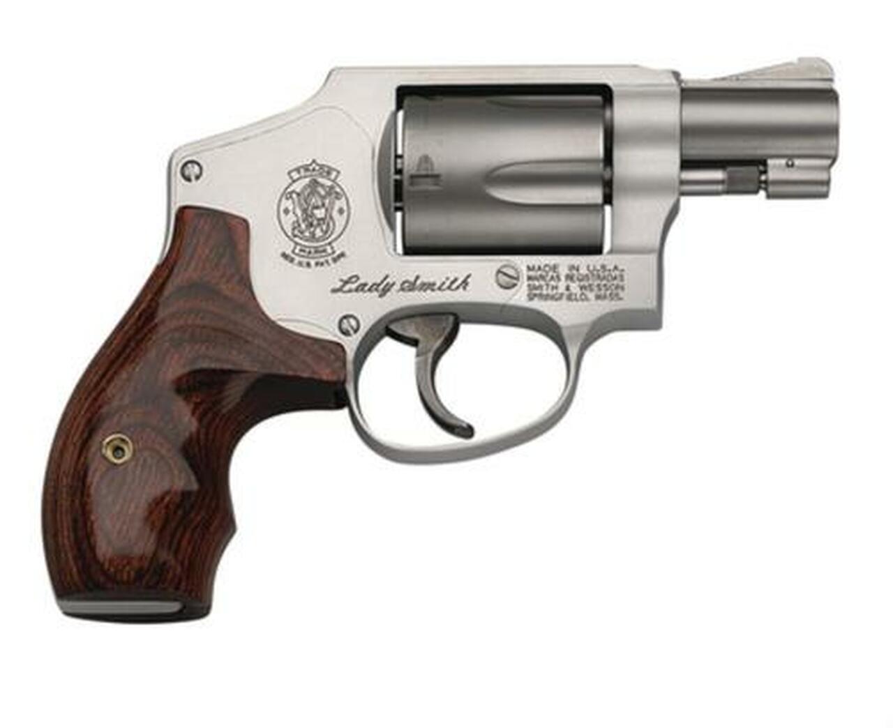 Smith &amp; Wesson, Model 642 LadySmith, Small Frame Revolver, 38 Special, 1.875" Barrel, Alloy Frame, Matte Silver Finish, Wood Grip, Fixed Sights, 5Rd