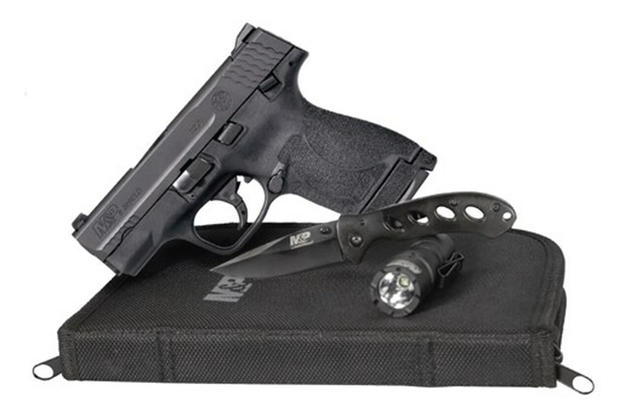 Smith & Wesson M&P9 Shield 2.0 EDC 9mm 3" Barrel, Knife, Light and Zipper Pouch, 2- 8rd Mags