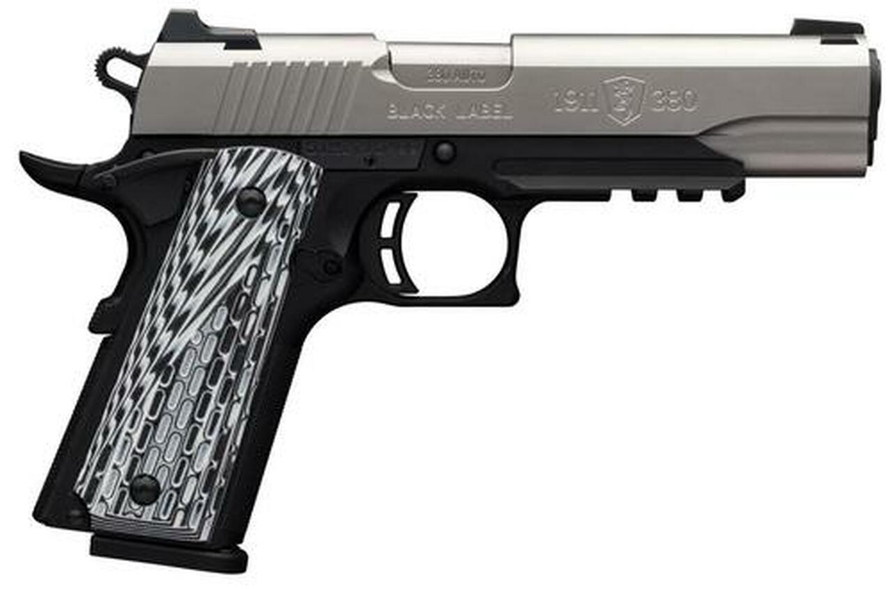 Browning 1911-380 Black Label Pro Single 380 ACP, 4.25", SS, Rail, Black, Night Sights,, rd , 8 rd