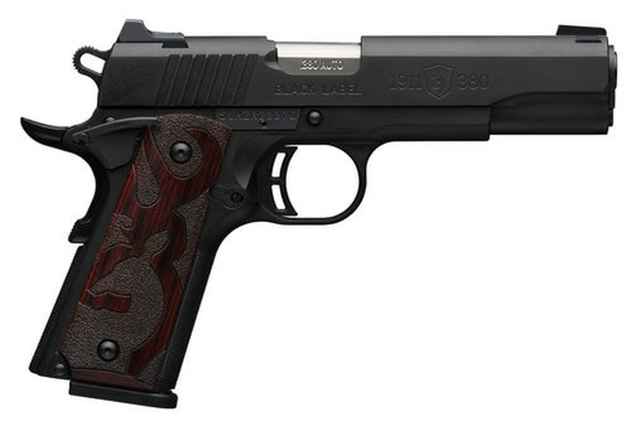 Browning 1911 Black Label, .380 ACP, 3.625", 8rd, Wood Grips, Black