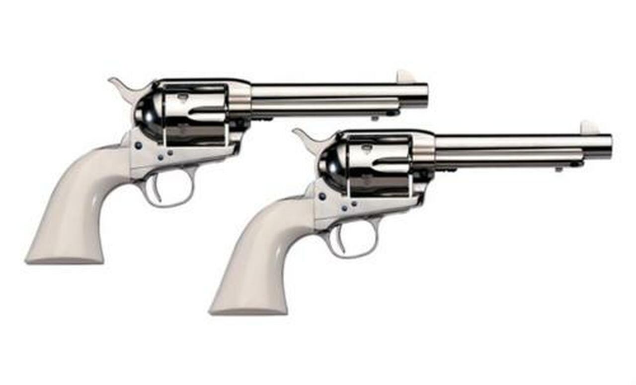 Uberti 1873 Cattleman Cody NM, .45 Colt, 5.5", Nickel/Ivory Grip, Matching Set (1 of 2 Pistols) - Sold with 037084980409