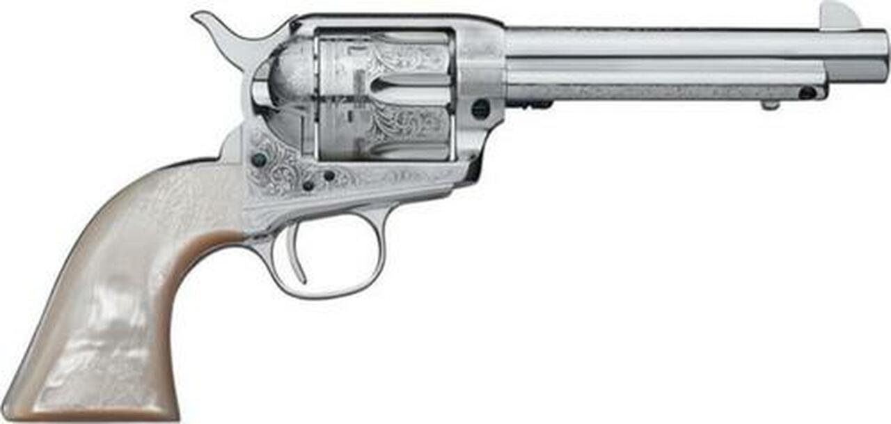 Uberti 1873 Cattleman NM Engraved, .45 Colt, 4.75", Pearl Grip, Stainless Steel