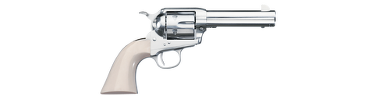 Uberti 1873 Cattleman Cody, .45 Colt, 4.75", 6rd, Ivory Grips, Full Nickel-Plated