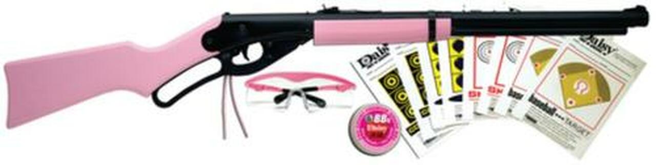 Daisy Pink Model 1998 Fun Kit .177 Caliber Bb Rifle, Pink Shooting Glasses &amp; Tin Of Bb's Plus Paper Targets