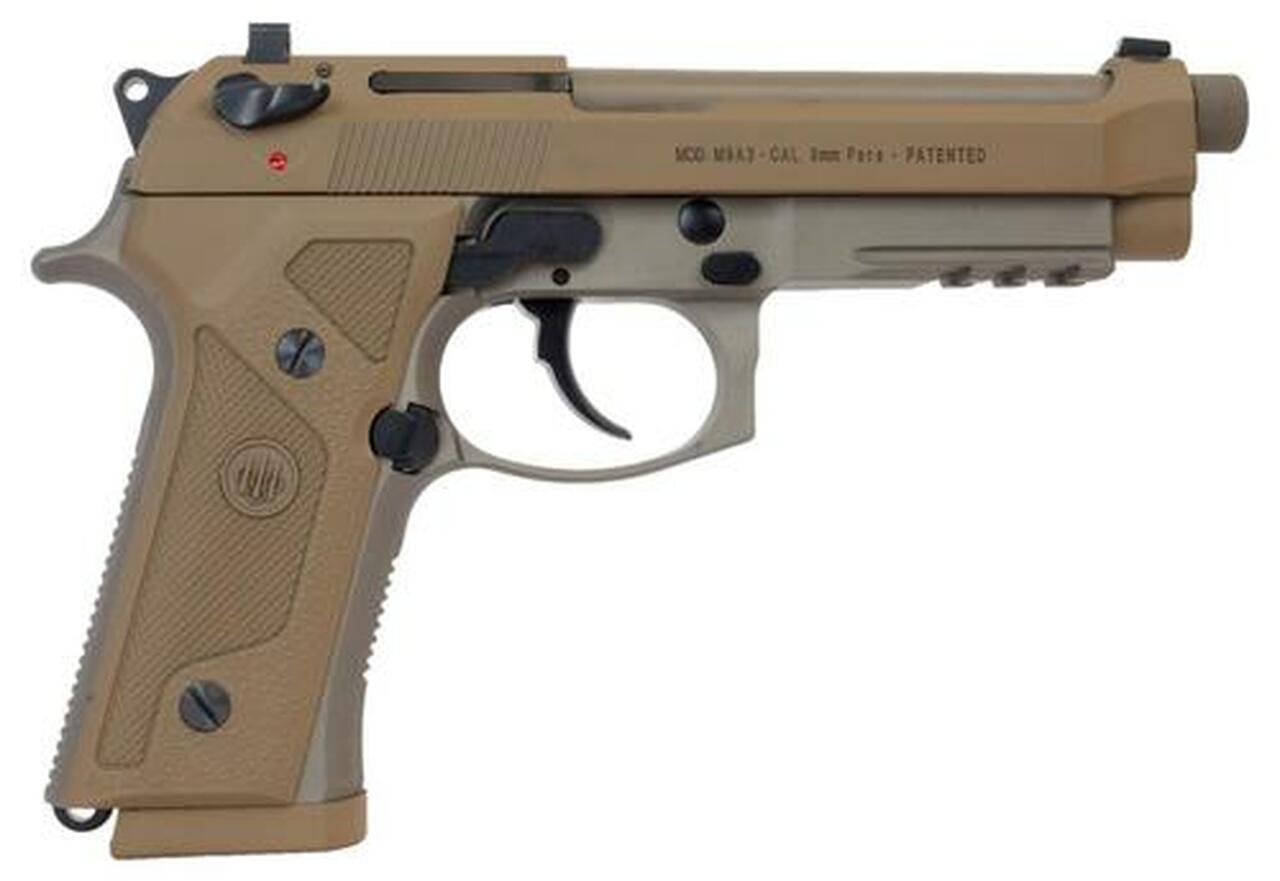 Beretta, M9A3, Semi-automatic, Full, 9mm, 5" Threaded Barrel, Alloy Frame, Flat Dark Earth, 10Rd, 3 Mags, Ambidextrous, Tritium Night Sights