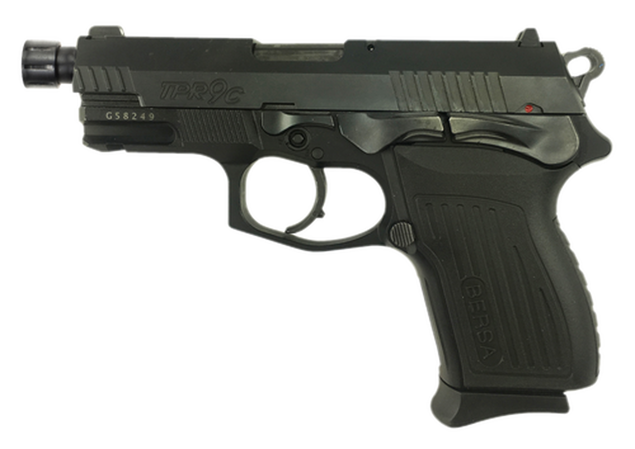 Bersa TPR9C Compact 9mm, 4.1" Barrel, Black, Steel Slide, 13rd