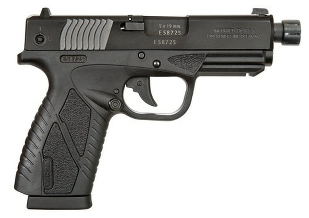Bersa BPCC 9mm, 4" Barrel, Integral Grip, Black Frame, Black Steel Slide, 8rd