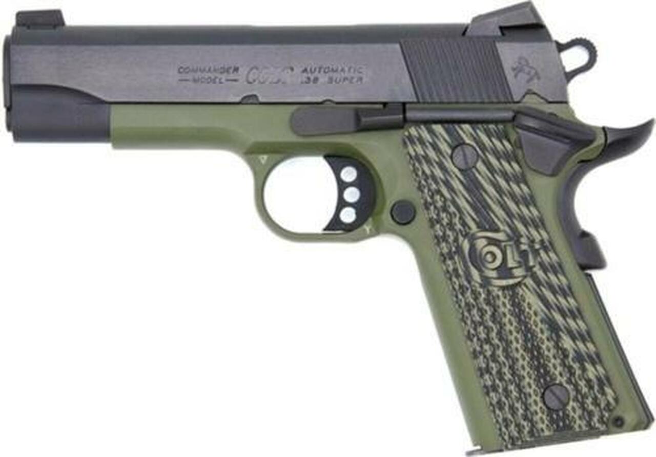 Colt1911 Lightweight Commander .38 Super, 4.25" Barrel, Green Frame/Blued Slide 8rd Mag