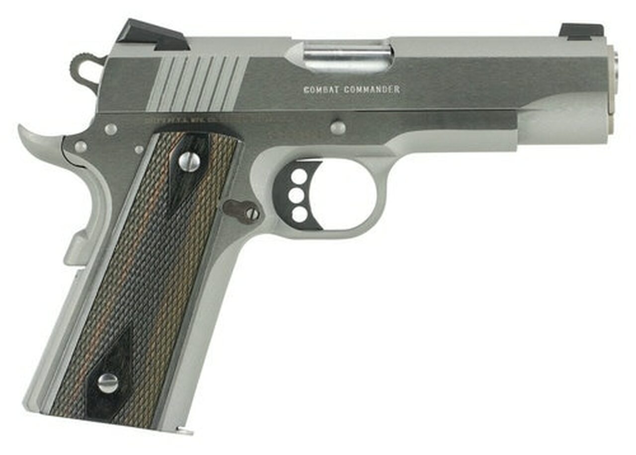Colt Combat Commander, 45 ACP, 4.25" Barrel, 8rd, G10 Black Cherry Grips, Stainless Steel
