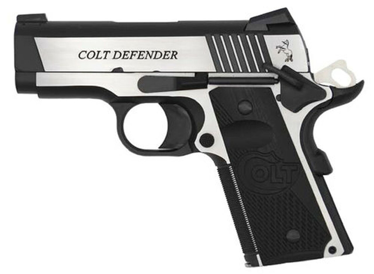 Colt Combat Elite Defender 1911, Compact, 9MM, 3" Barrel, SS Two-Tone Finish, G10 Grips, 8rd Mag, Novak Night Sights