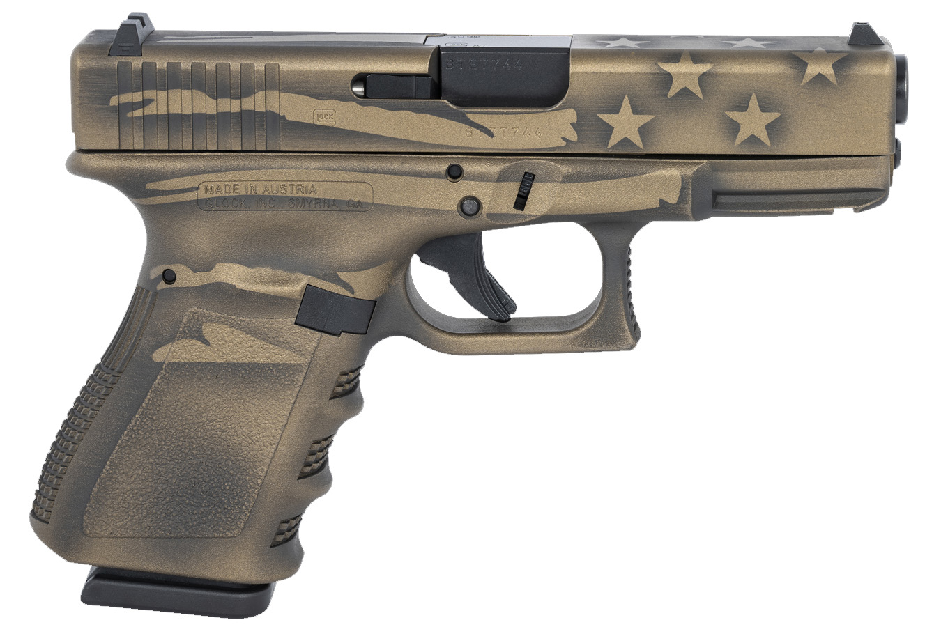 23 40 S&amp;W Compact Pistol with Coyote Battle Worn Flag Cerakote Finish