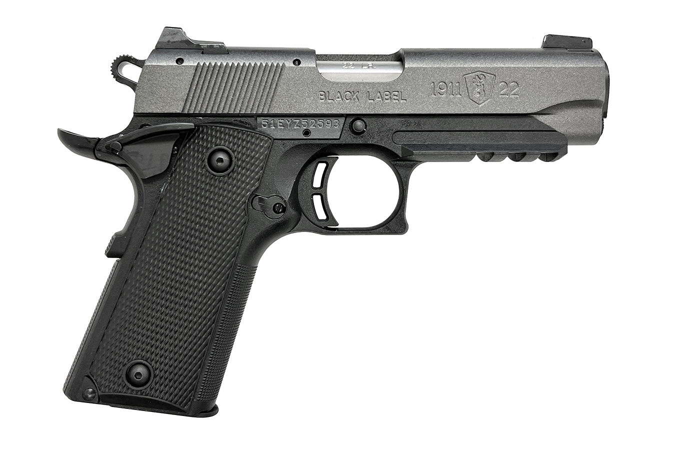 1911-22 Black Label Compact 22 LR Pistol with Tungsten Gray Cerakote Slide and Picatinny Rail