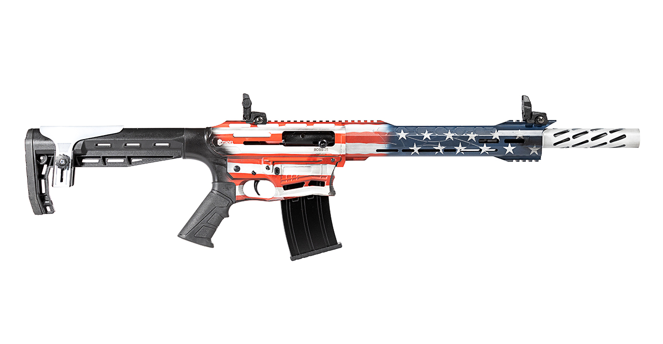 Boss-25 12 Gauge AR Style Semi Auto Shotgun with American Flag Finish