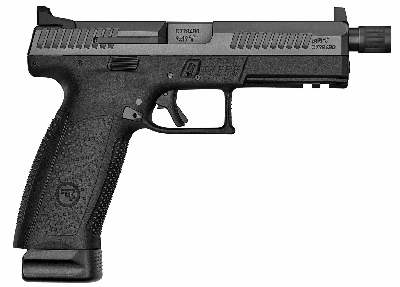 CZ P-10 Full Size 9mm, 4.5" Threaded Barrel, High Metal Night Sights, Black, 10rd