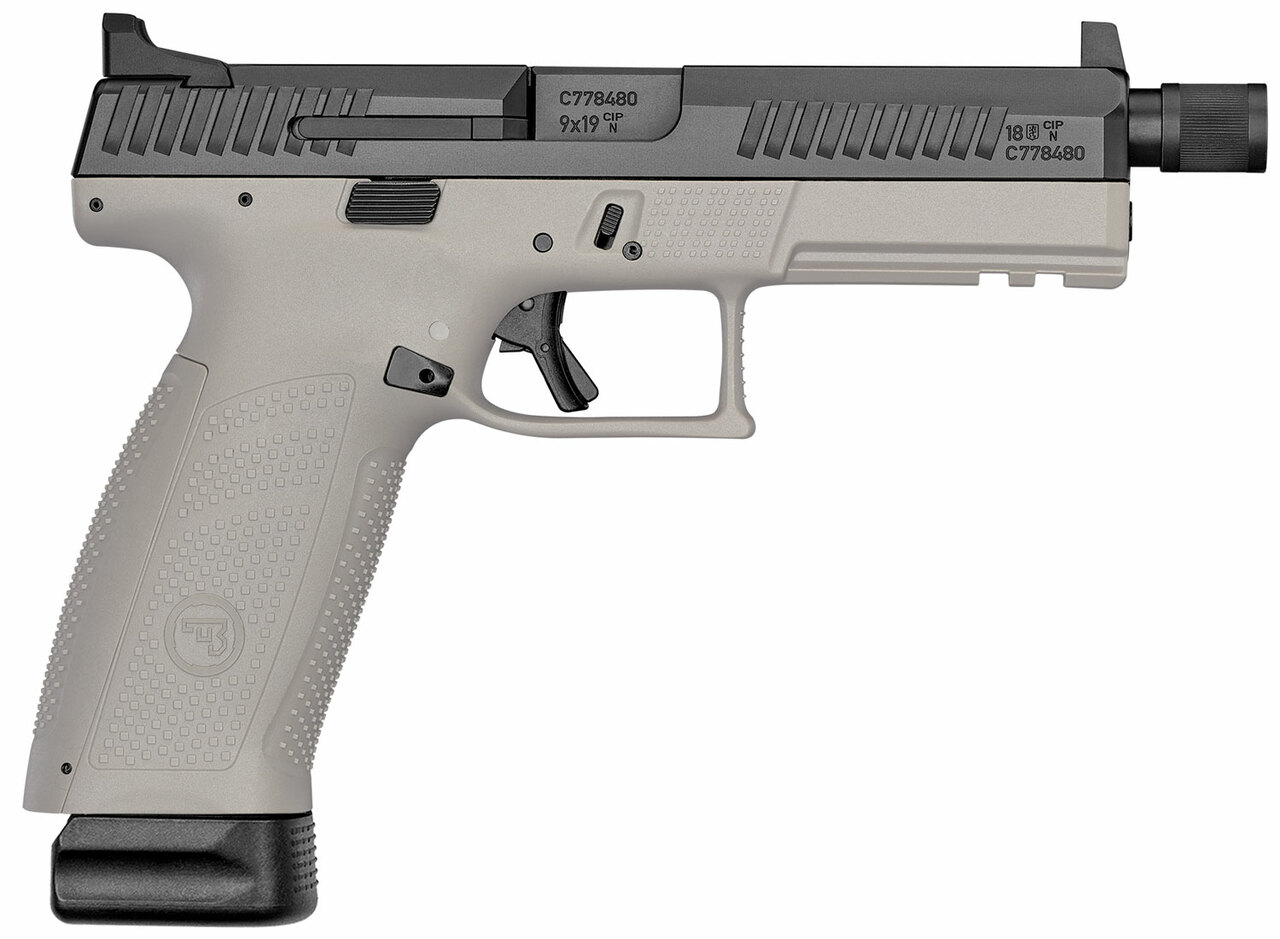 CZ P-10 Full Size 9mm, 4.5" Threaded Barrel, High Metal Night Sights, Gray, 10rd