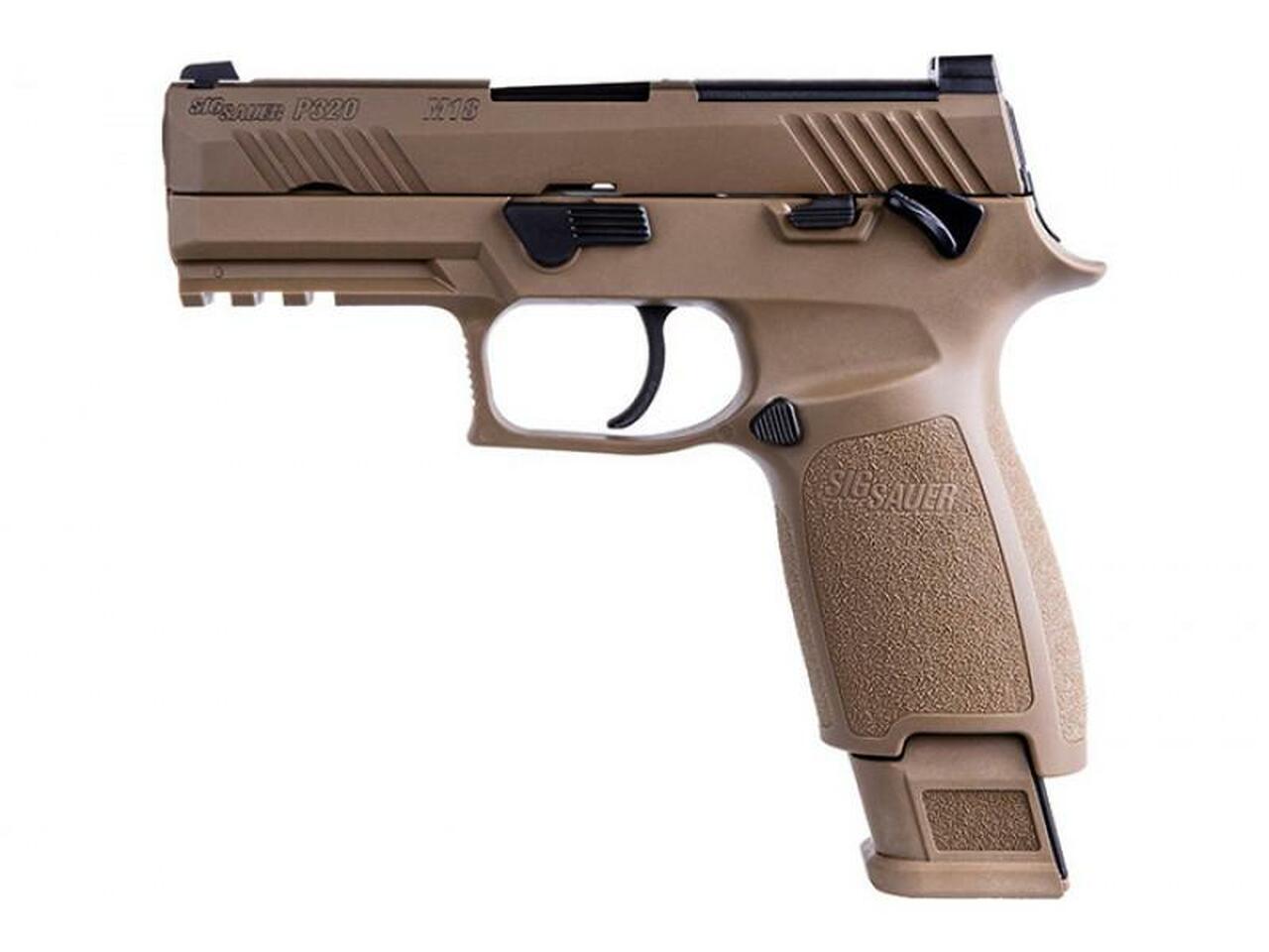 Sig P320 M18, Striker Fired, 9mm, 3.9" Barrel, Polymer Frame, Coyote Finish, DP Pro Plate, Manual Safety, Night Sights, 1-17Rd Magazine &amp; 2-21Rd Magazines