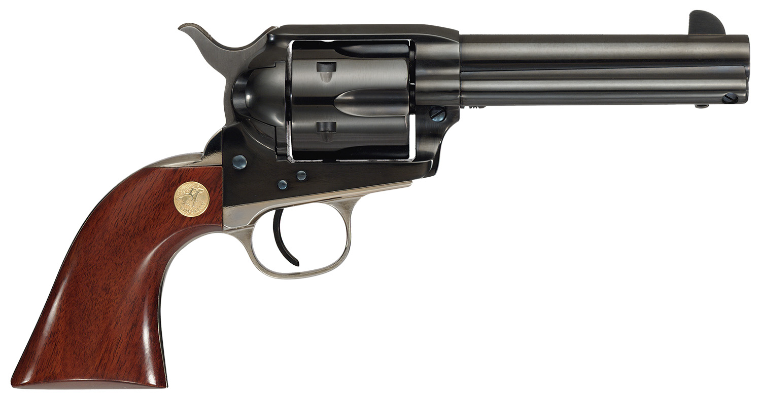 Cimarron MP400B1401 Pistoleer 357 Mag 6 Shot 4.75″ Blued Rifled Steel Barrel & Cylinder, Blued Steel Frame w/Nickel Backstrap & Triggerguard, Walnut Grip, Exposed Hammer