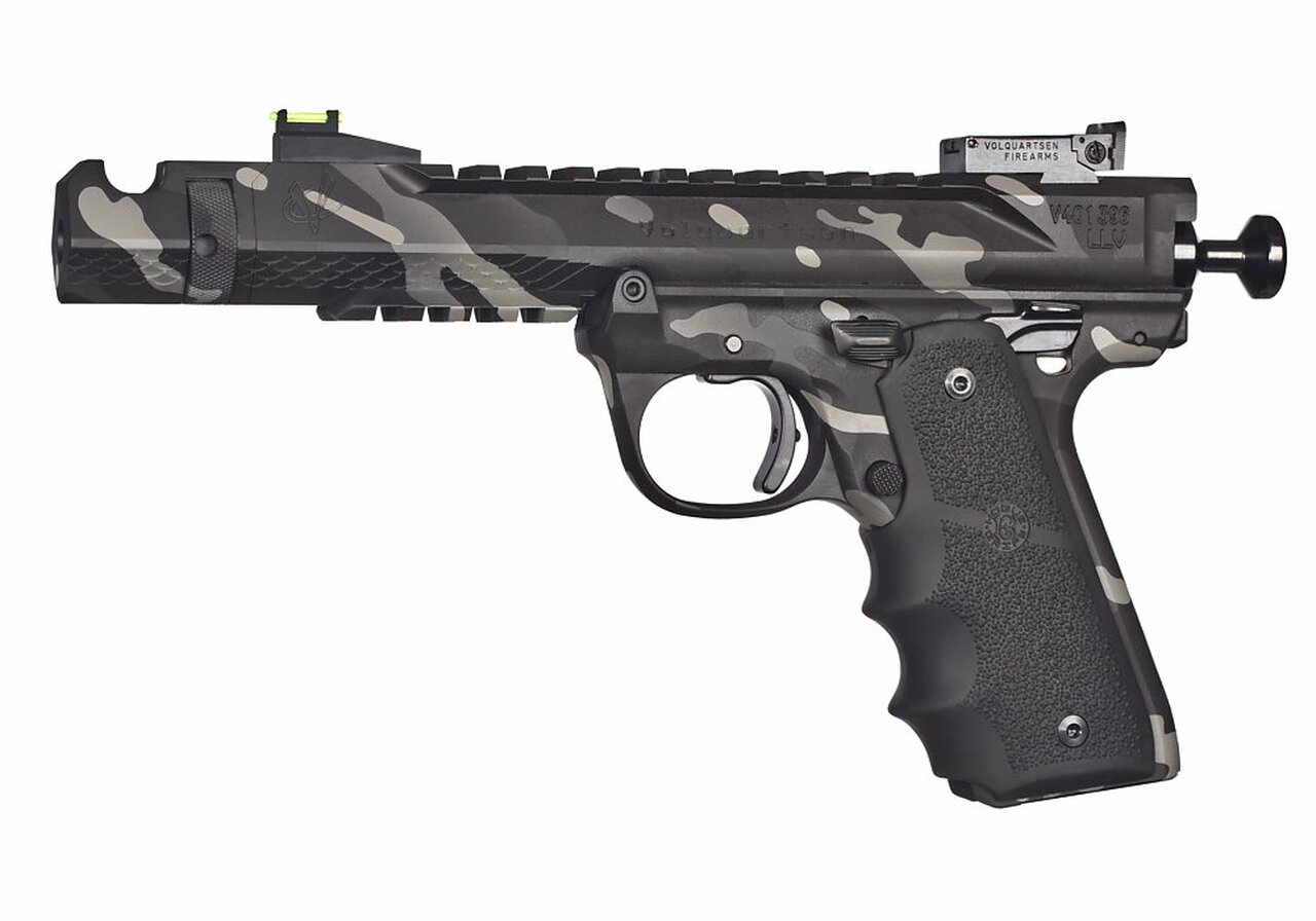 Volquartsen Black Mamba 22 LR, 4.5" Barrel, Hi-Viz Front &amp; Target Rear, Black Camo