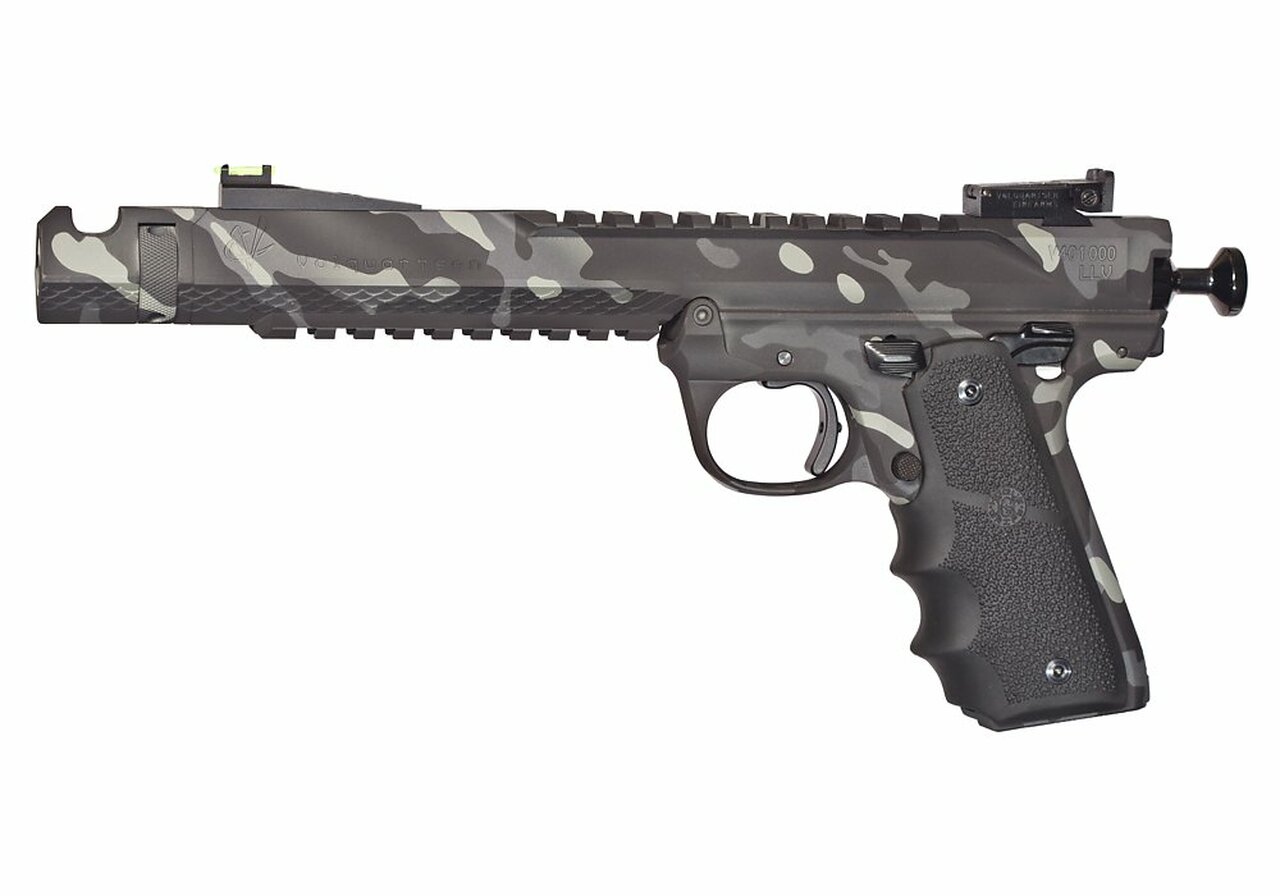 Volquartsen Black Mamba .22 LR, 6" Barrel, Hi-Viz Front &amp; Target Rear, Black Arctic Camo