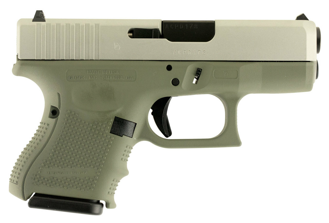 Glock G26 9mm, 3.5", 10rd, Forest Green Frame, Stainless Steel Slide