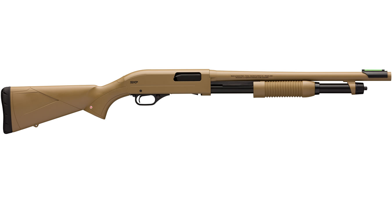 SXP Dark Earth Defender 12 Gauge Pump Shotgun with Fiber Optic Front Sight