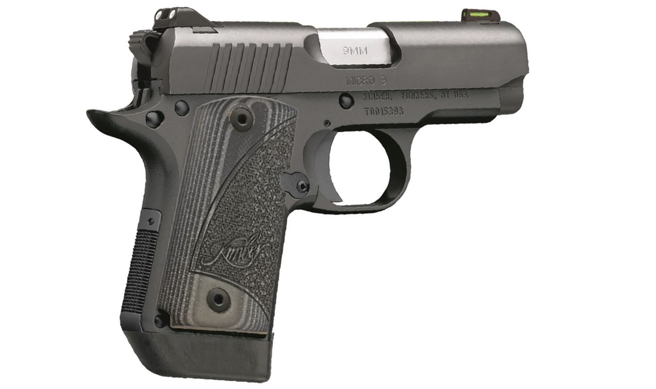 Micro 9 9mm Matte Black Carry Conceal Pistol with Green Fiber-Optic Front Sight