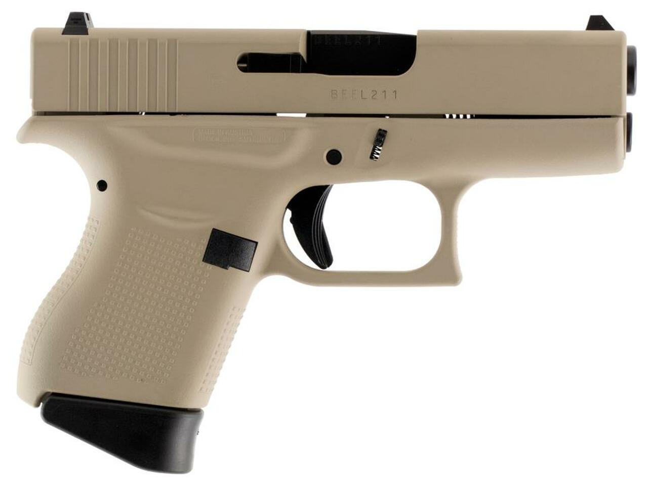 Glock G43 Subcompact, 9mm, 3.39", 6rd, Desert Tan Finish