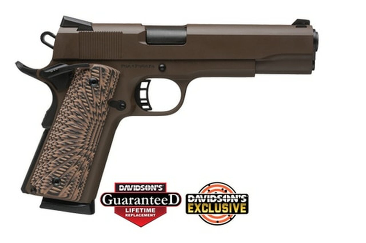 Rock Island Armory 1911 A1 45 ACP 5" Barrel, Patriot Brown Cerakote, G10 Desert Storm Grips 8rd Mag