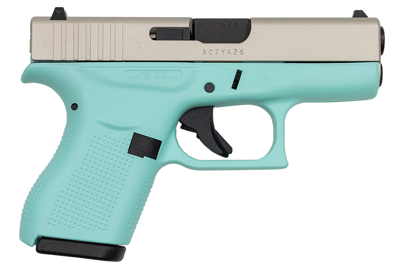 42 380 ACP Robins Egg Blue Cerakote Single Stack Pistol (Made In USA)