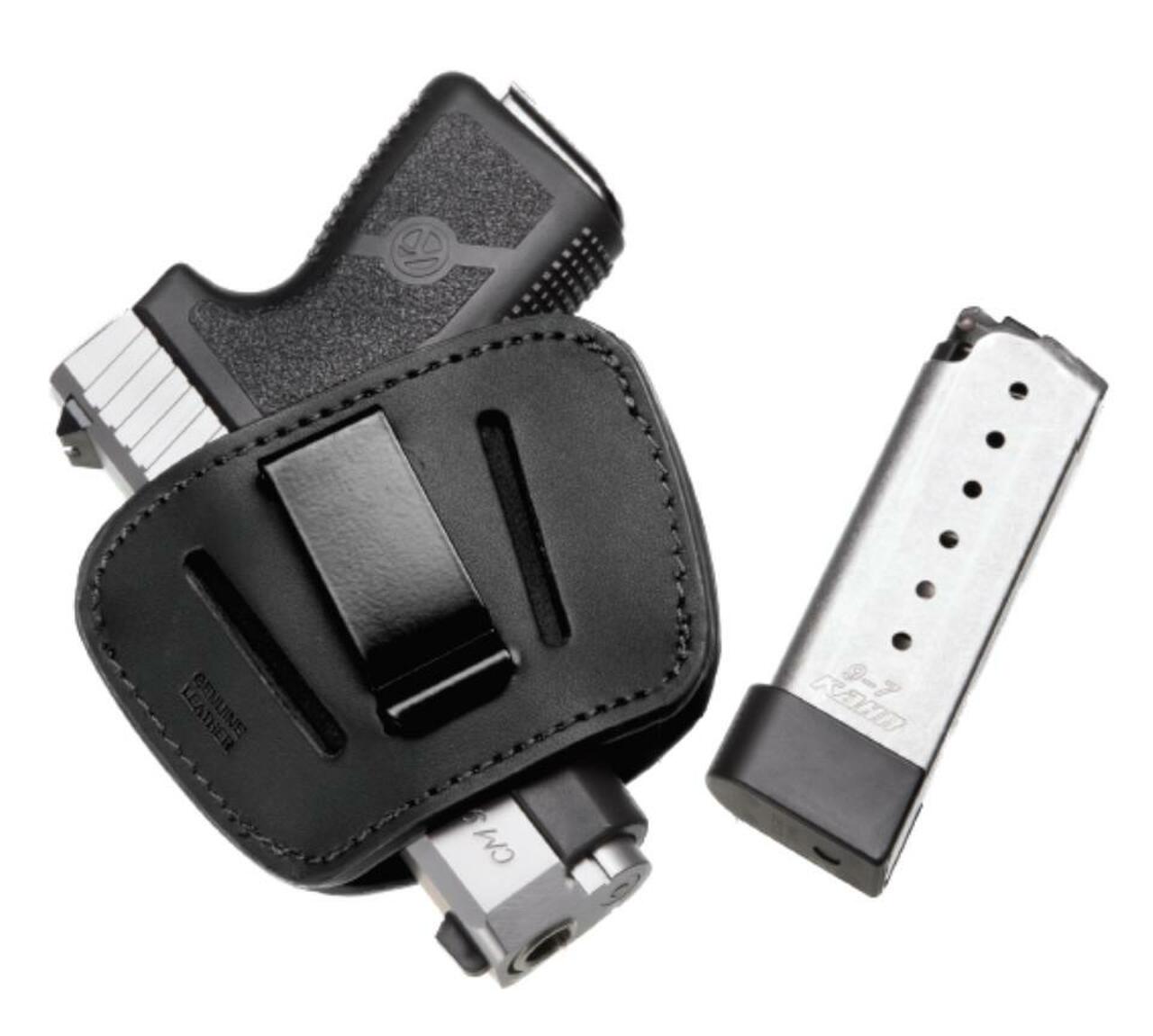 KAHR CM9 Concealed Carry Package 9mm 3" Barrel Leather Holster, 1 6rd & 1 7rd Mag