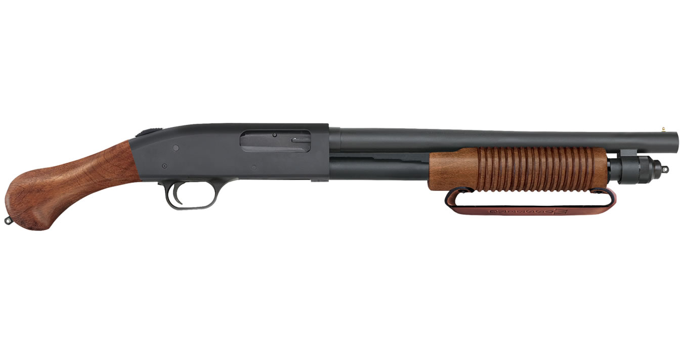 590 Nightstick 12 Gauge Pump-Action with Wood Raptor Grip and Leather Strap