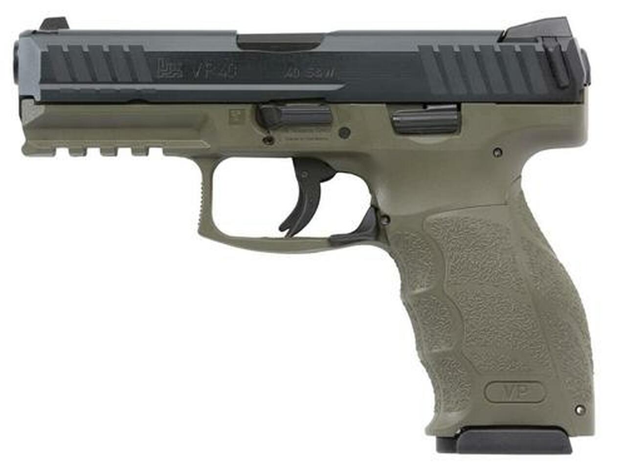 HK VP40, .40 S&amp;W, 4.09", 10rd, 3-Dot Sights, OD Green Frame