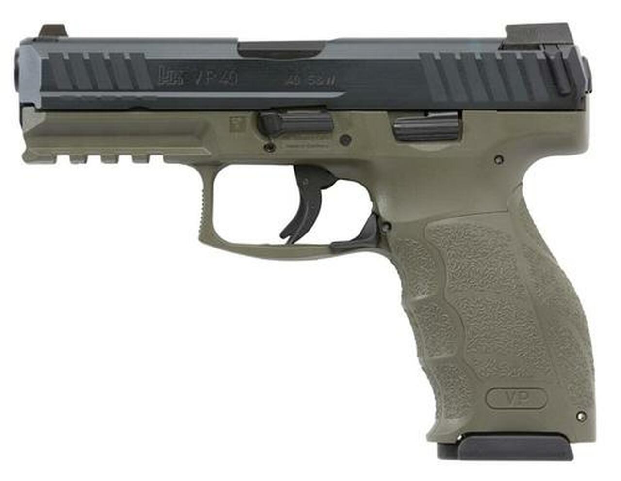 HK VP40, .40 S&amp;W, 4.09", 10rd, 3 Mags, Night Sights, OD Green Frame
