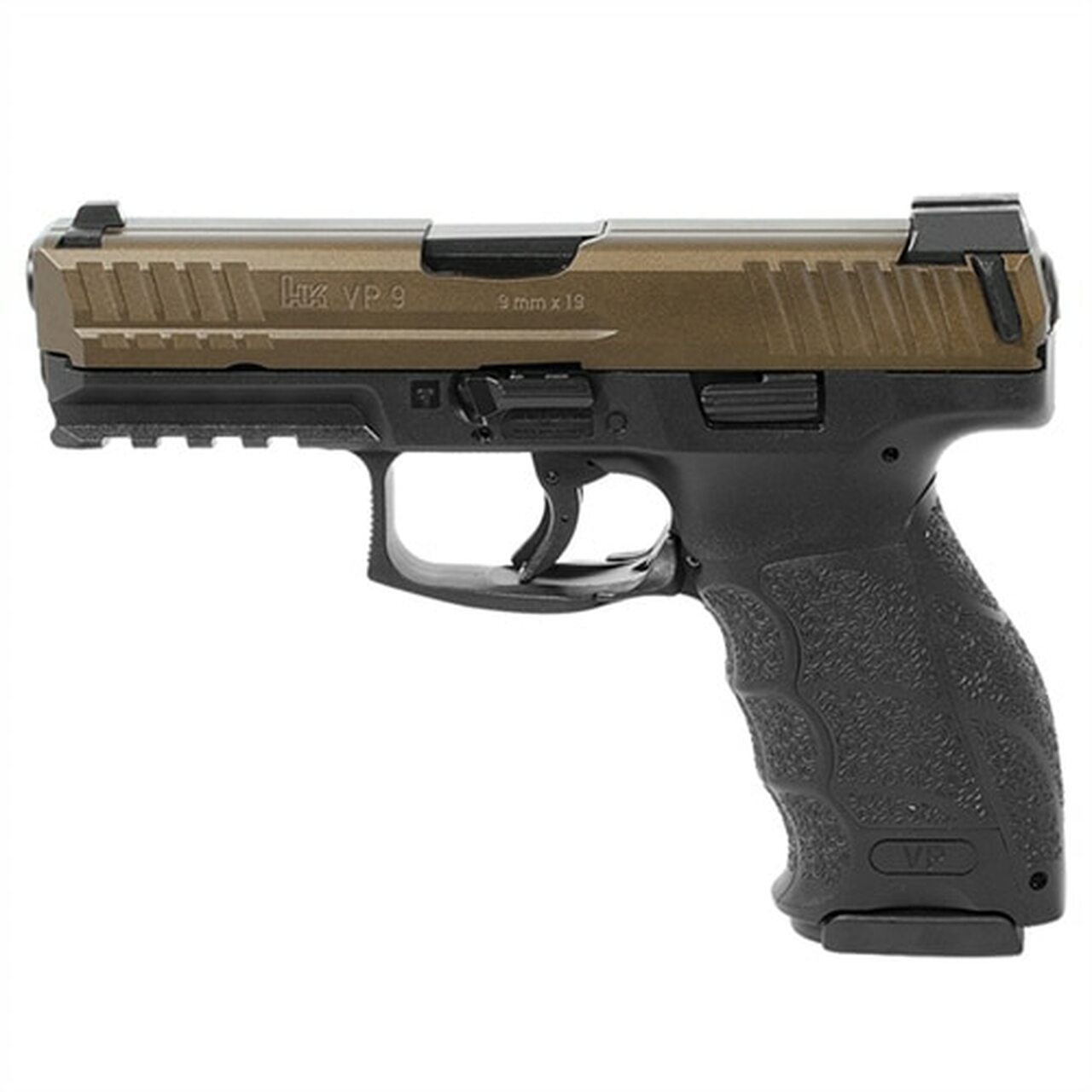 HK VP9, 9mm 4" Barrel Night Sights Ambi Safety Midnight Bronze 3- 15rd Mags German Made