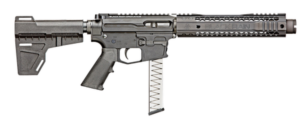 Black Rain Fallout CQB Pistol 9mm, 8.75" Barrel, Rear-Charging, Black, Shockwave Blade Brace 30rd Mag