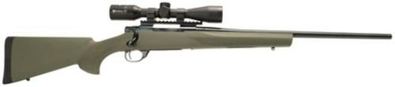 Legacy Howa/Hogue Package 6.5x55 Swedish 22" Barrel Blue Finish Hogue Overmolded Stock Green Finish Nikko Stirling Panamax 3-9x40mm Riflescope With Rings/Base 5rd