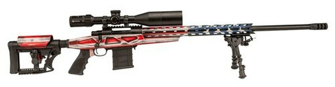 Howa American Flag Chassis .223 Rem, 24" Barrel, 4-16x50mm Nikko Stirling Long Range Scope, American Flag, 10rd