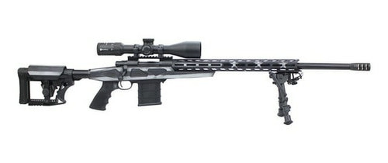 Howa HCRA Rifle & Scope Package 6.5 Creedmoor, 24" Heavy Threaded Barrel, 4x16-50 Diamond Scope, Black, Gray & White American Flag, Bipod, 10rd