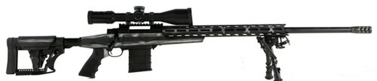 Howa 1500, Bolt Action Rifle, 308 Winchester, 24" Heavy Threaded Barrel, Black, Gray &amp; White American Flag Finish, Polymer Stock, Right Hand, Bipod, 10rd Mag, 4X16-50 Scope Included