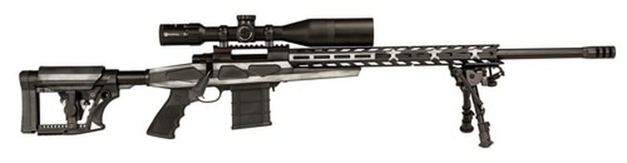 Howa APC 6mm Creedmoor Scope Combo, 26" #6 Threaded Barrel, 4-16x50mm Nikko Stirling Scope, Mag Kit, Hogue Grip, LUTH-AR MBA-4 Stock, Grayscale Flag, 10rd