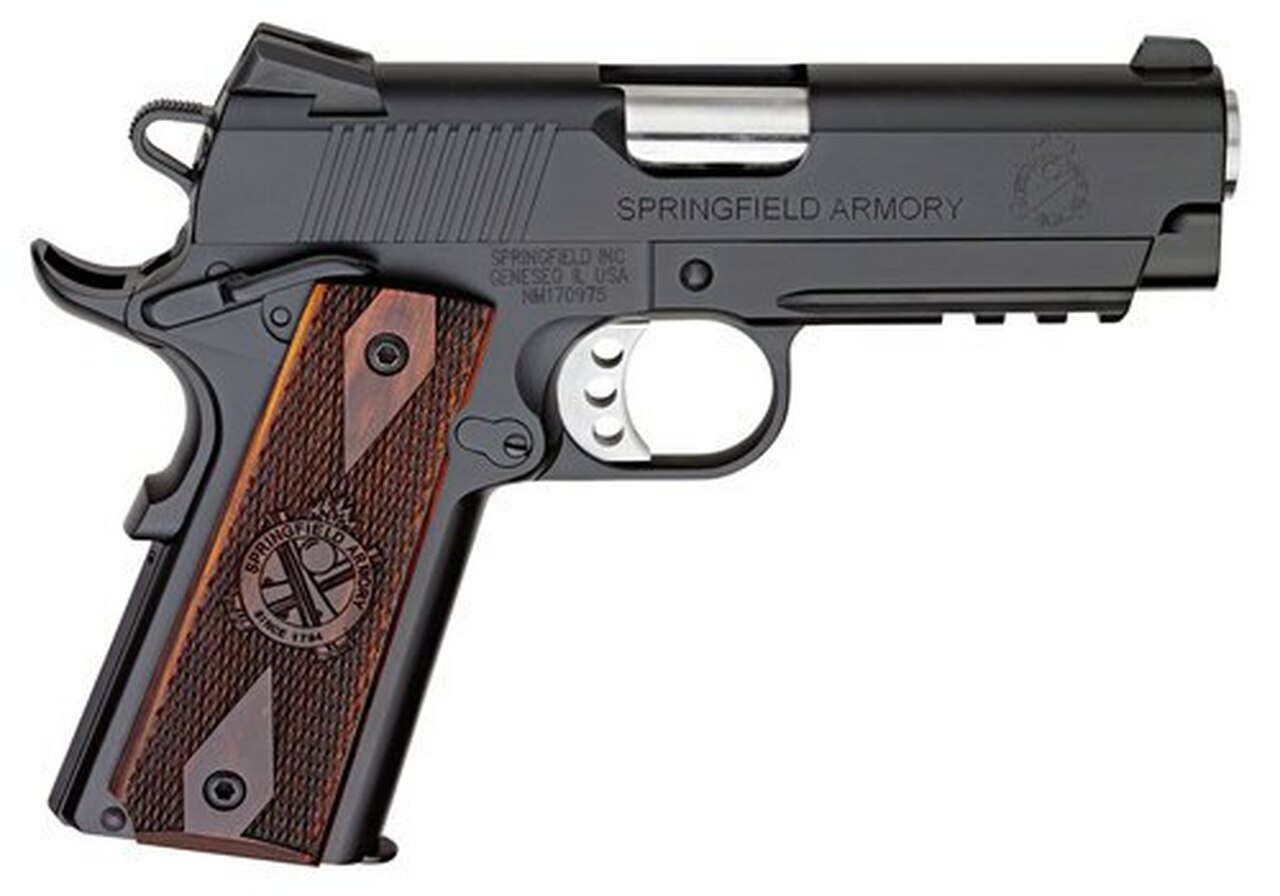 Springfield 1911 Champion Operator Lightweight 45 ACP, 4", Cocobolo Grip, Black Hardcoat Frame, Black Carbon Steel Slide, 7rd