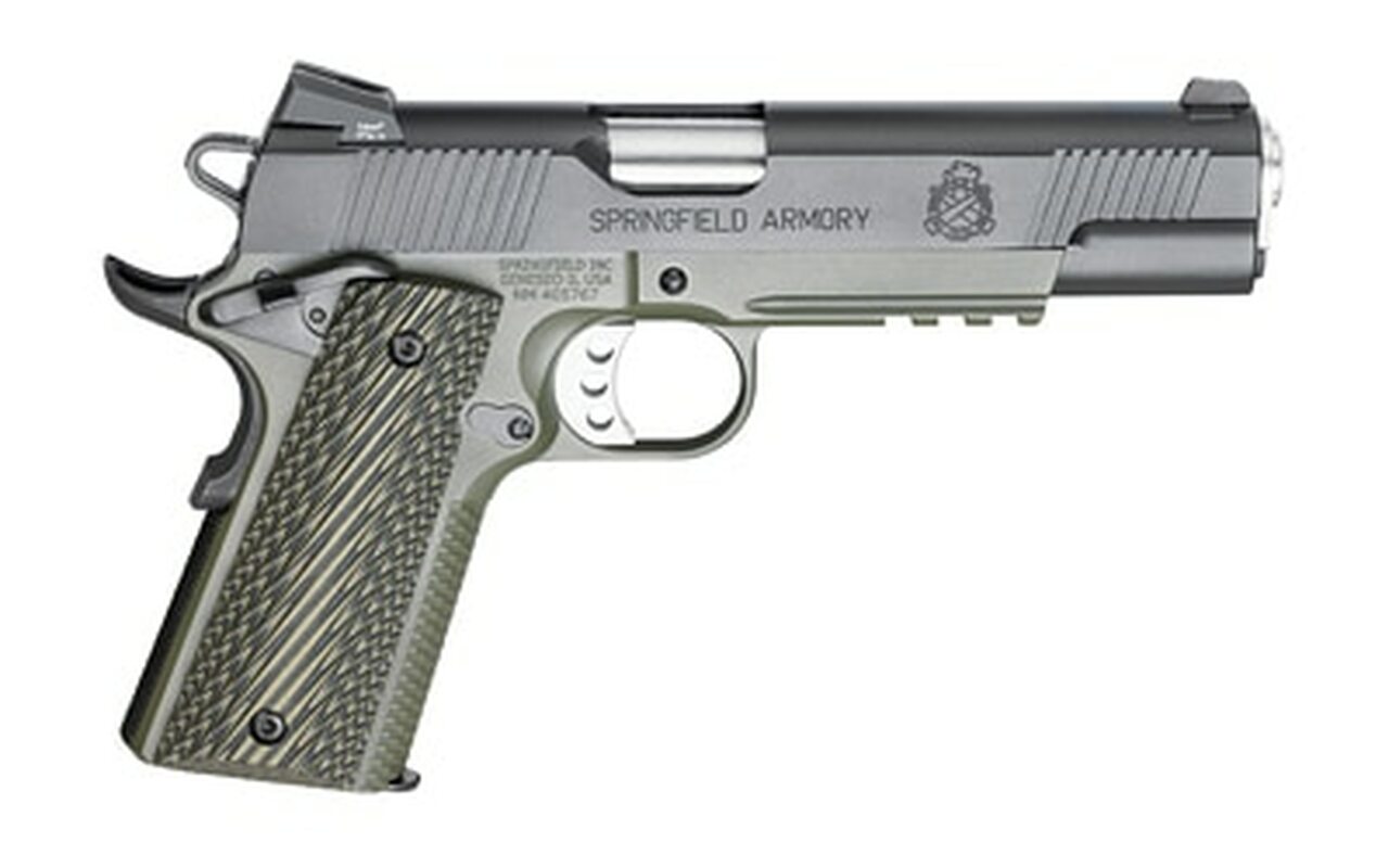 Springfield, Loaded 1911, 45 ACP, 5" Match Barrel, OD Armory Kote Frame Night Sights, Ambi Safety, G-10 Grips, 7Rd Mag