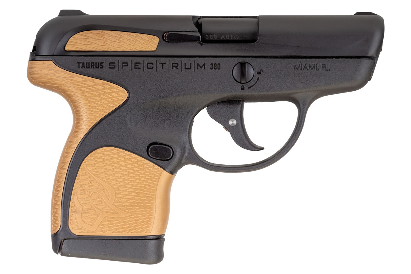 Spectrum 380 ACP Black Carry Conceal Pistol with Burnt Bronze Grips