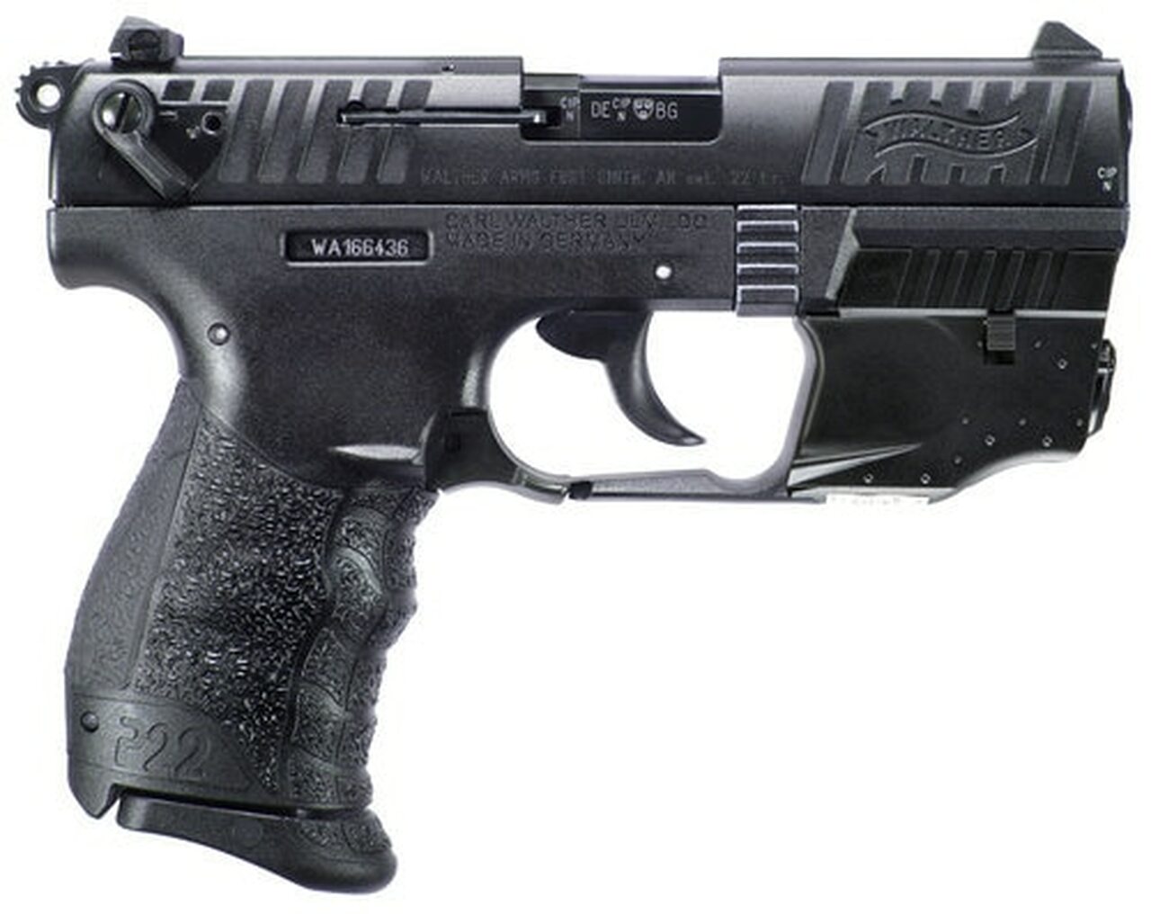 Walther P22 QD, .22 LR, 3.42" Barrel, Red Laser, Black, 10rd