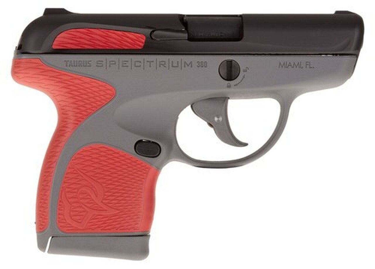 Taurus Spectrum, .380 ACP, 2.8" Barrel, 6rd, Gray Frame, Red Grips and Black Slide