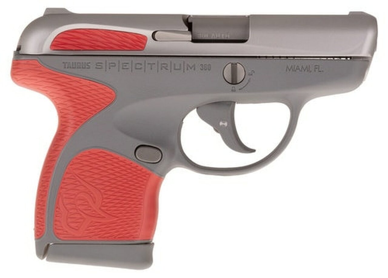 Taurus Spectrum, .380 ACP, 2.8" Barrel, 6rd, Gray Frame, Red Grips and Stainless Slide