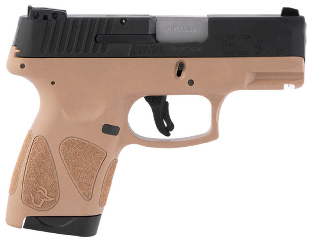 Taurus, G2S, Single Action, Sub Compact Pistol, 40 S&W, 3.25" Barrel, Polymer Frame, Tan Finish, Fixed Front Sight With Adjustable Rear, 7 Round, 2 Magazines